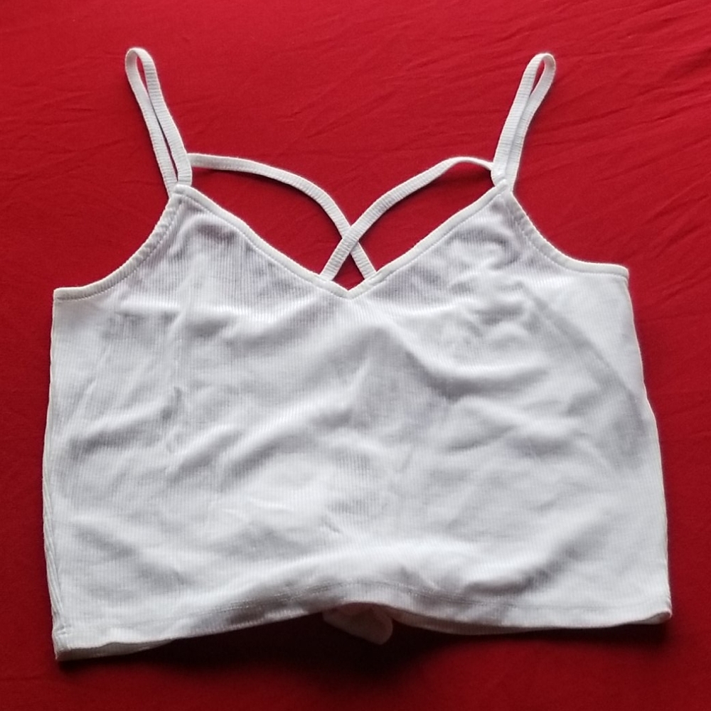 Hollister white spaghetti strap crop top